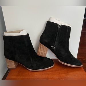 Madewell Womens Bryce Ankle Boots Zip Block Heel Black Suede Sz 8
